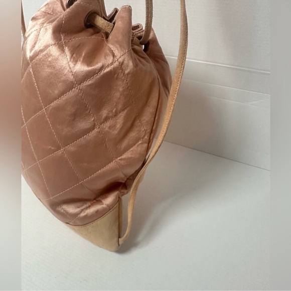 CHANEL Vintage Quilted Satin and Suede
Drawstring Backpack - Picture 6 of 13